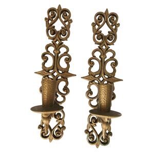 Vintage Pair Burwood Plastic Wall Sconce Candle Holders MCM Castlecore 15"